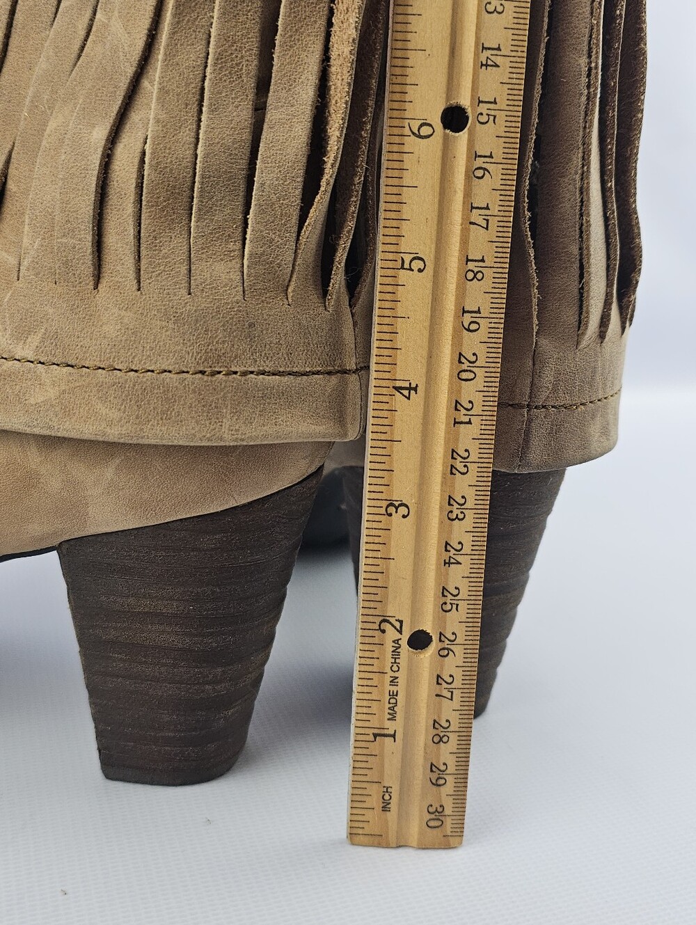 Børn Banbury Fringe Moc Heeled Boots Tan Women's Size 10 - Picture 5 of 8